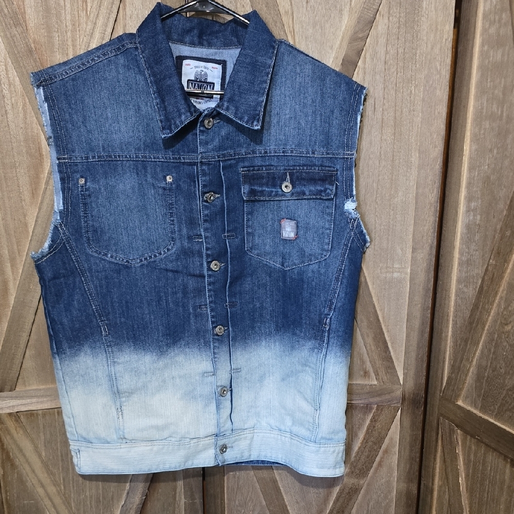 Parish Nation Ombre Denim Sleeveless Vest Womens XL